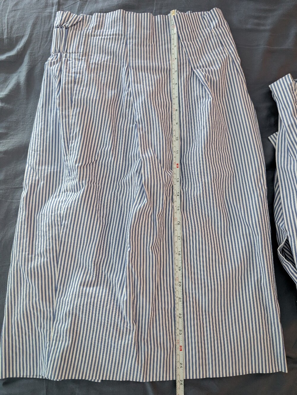 J Crew Blue and White Striped Midi Skirt